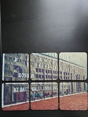 Vintage Boston Red Sox Baseball Scoreboard Coaster Set - Brick Red & Stone Gray